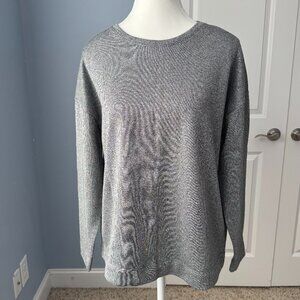 NWT Anne Klein Metallic Cotton Blend Sweatshirt Grey Heather/Silver Size L